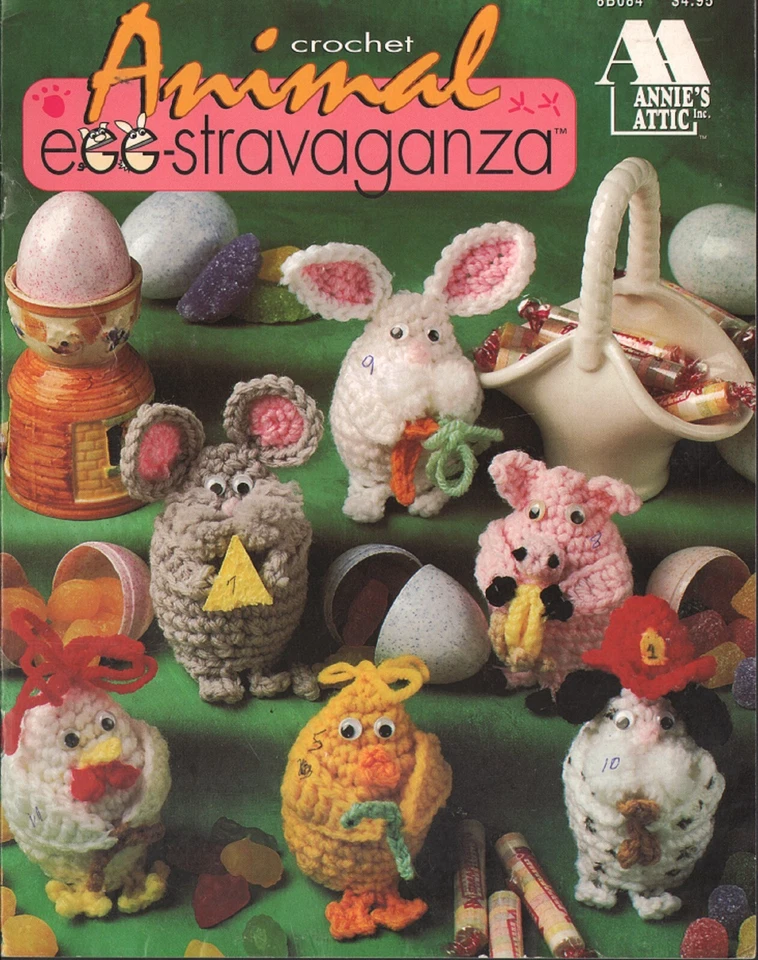 Animal Egg-stravaganza Crochet Book Patterns Easter Egg Chicken Cow Bunny Pig - Image 1 of 2