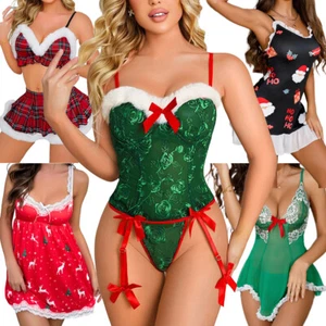 2024 Women's Valentine Sexy Lingerie Santa Fancy Dress Outfit Babydoll Nightwear - Picture 1 of 263