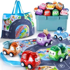 Mini Car Toys For 1 Year Old Boy Gifts, 12 Sets Pull-Back Trucks With Box For - Picture 1 of 7