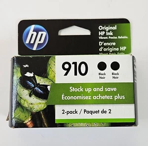 Cartucho de tinta negro HP 910 paquete de 2 impresoras OfficeJet nuevo sellado vence el 3/2023 - Imagen 1 de 7