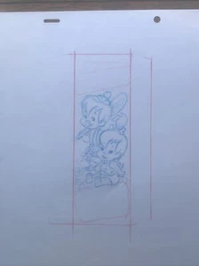 Fred Flintstone Pebbles & Bam Bam Production Art Not Cel Drawing Sketch COA - Picture 1 of 2