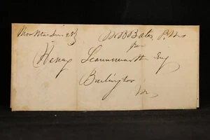 Vermont: Monkton 1850 Stampless Cover, Ms, Postmaster Free to Burlington - Picture 1 of 3