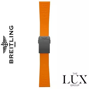 24mm Genuine Breitling Orange Twin Pro with 20mm Black Deployment Buckle - Picture 1 of 4
