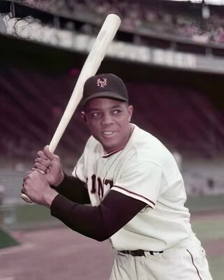 Rare WILLIE MAYS NY New York Giants Color Glossy Retro Oldie 8x10 HQ - Image 1 of 4