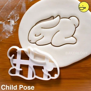 Yoga Bunny Child Pose cookie cutter | rabbit yogis retreat namaste cute Balasana - Picture 1 of 7