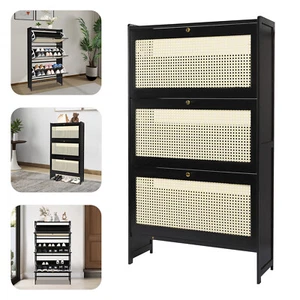 Schuhschrank mit 3 Ebenen, Schuhaufbewahrung Organizer, Schuhschrank mit Klappschubladen - Bild 1 von 17