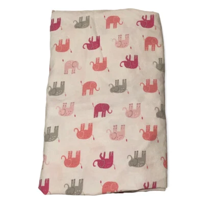 Pottery Barn Kids Harper Elephant Sheet Crib Toddler Bed Fitted Pink Gray - Image 1 of 4