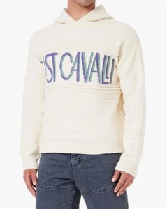 Just Cavalli men's off white knitted hooded jumper size XXL - oversized - Picture 1 of 11