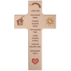 Kinderkreuz mit Druck "Gottes Güte" | Traditionelle Geschenke zur Taufe - Bild 1 von 2