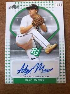 2018 Leaf Perfect Game Alex Munroe Auto Green 1/10 EBAY 1/1 Miami - Picture 1 of 3