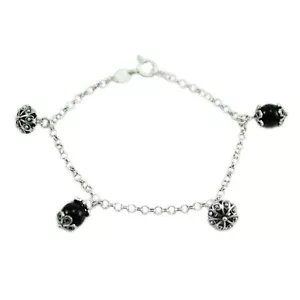 Armband Glücksbringer Sardo Auf Chainani Stein Schwarz Und Knöpfe aus Silber - Bild 1 von 2