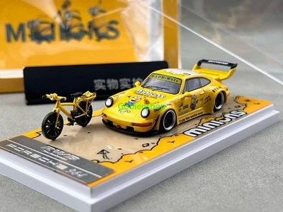 GB ZJWJ 1:64 Yellow RWB 964 Bicycle Bike Sports Model Diecast Collect Car  - Image 1 of 4