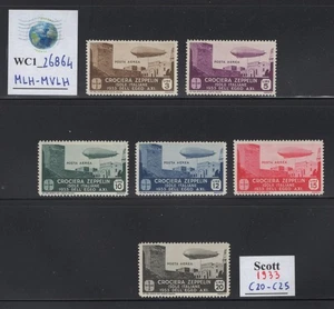 WC1_26864.ITALIAN AEGEAN COLONIES. 1933 ZEPPELIN air set. Sc. C20-C25. MLH-MVLH - Picture 1 of 1