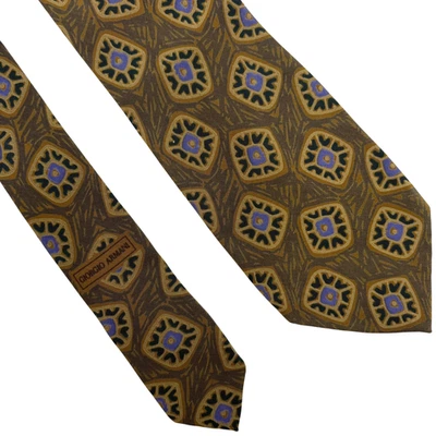 Corbata de seda Giorgio Armani corbata para hombre 58 x 3,5 marrón azul corbata geométrica Foto 1 de 4