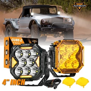 AUXBEAM 4"INCH LED Work Driving Lights DRL Turn Signal For GMC Sierra 1500 15-24 - Picture 1 of 12