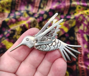 Vintage 925 Sterling Silver Hummingbird Brooch Pin Made in Mexico Marked TA 116 - Picture 1 of 4