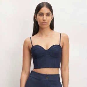 Everlane blu senza spalline crop corsetto top cotone strutturato bustier taglia 8 - Foto 1 di 8