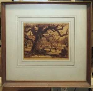 Gretchen Cook 1930s Woodblock Print of Boston Public Garden Listed Boston Artist - Picture 1 of 7