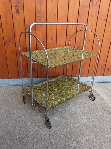 Dinett Serving Trolley Tea Table Side Flower Meadow BAR Chrome 70er Cover