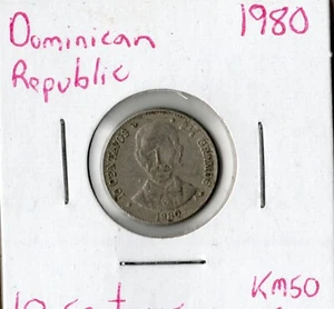 Moneda República Dominicana 10 Centavos 1980 KM50 - Imagen 1 de 2
