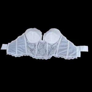 Jezebel Korsett 38D Bustier BH Dessous weiß Netz Spitze mit ext trägerlos Vintage - Bild 1 von 24