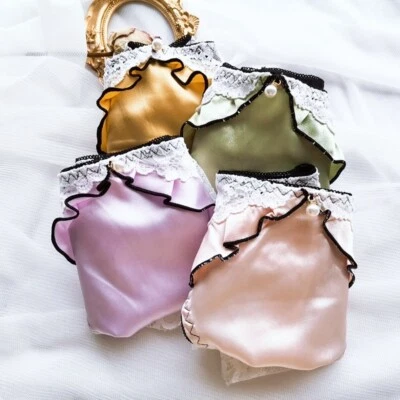 Lace Underwear Satin Panties Knickers Briefs Lingerie Lolita Plus Size Chic Lady - Image 1 of 4