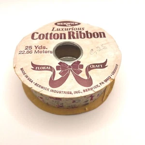 Vintage Berwick Christmas Memories Luxurious Cotton Ribbon 25 Yds. - Picture 1 of 3