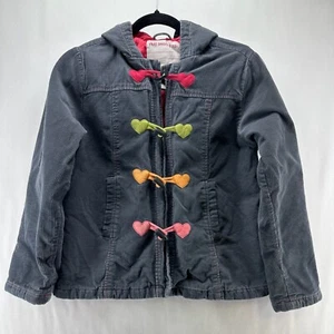 Gymboree Corduroy Jacket Girls Sz L(10-12) Hooded Insulated Colorful Toggle Gray - Picture 1 of 12