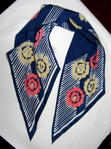 Vintage ECHO Blue, Pink & Tan Floral  Scarf 100% Polyester Italy 10 x 60 Signed - Picture 1 of 5