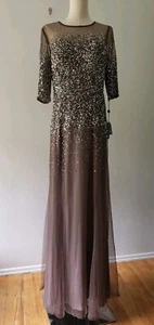 Abito donna Adrianna Papell tg12 manica 3/4 perline illusione scollo a cuore - Foto 1 di 15