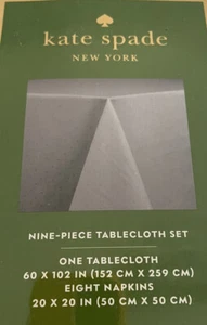 NEW with Tag Kate Spade New York 9 Piece Tablecloth Set, 60" x 102" Gray Silver - Picture 1 of 7