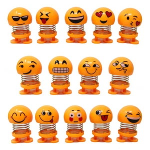 US 14 Pack Spring Shaking Head Doll Emoji Expression Doll Car Ornaments CuteGift - Picture 1 of 12