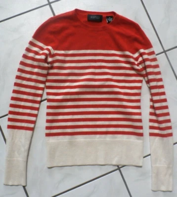 BARNEYS NEW YORK 100% Cashmere Orange Cream Striped Sweater Womens XS G391 - Image 1 of 4