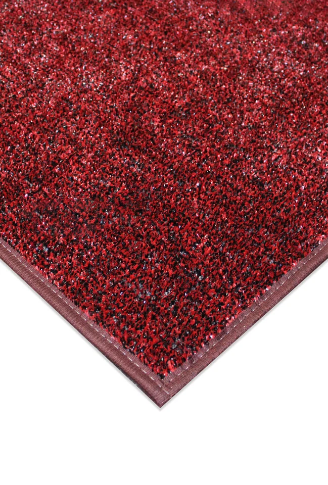 Alfombra rectangular de césped económico Koeckritz - césped artificial exterior rojo y negro Foto 1 de 4