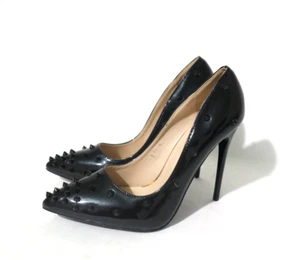 Mulanka Size 10 Womens Black Pointy Toe Stud Detail Pump High Heel Shoes - Picture 1 of 8