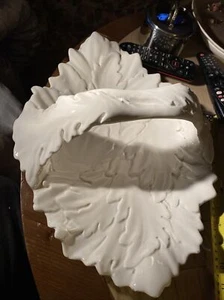 Large 20th Century Italian Majolica Leaf Serving Tray/ Platter Raised Handle - Picture 1 of 11