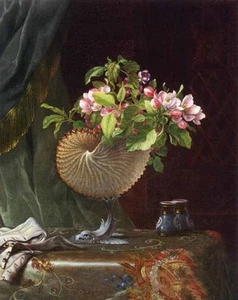 Oil Martin Johnson Heade - Victorian Still Life with Apple Blossoms no framerd @ - Picture 1 of 1