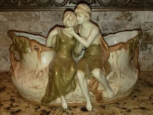 Antique Art Nouveau Royal Dux Bohemian Sharing Lovers Vase, Beautiful,Mint Cond. - Picture 1 of 14
