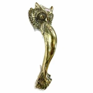 large OWL Door pull handle 14" long pure 100% solid brass hook door 36cm hollowB - Bild 1 von 3