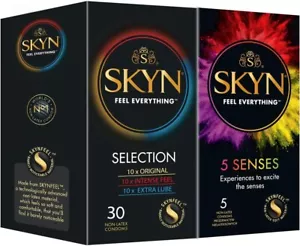SKYN Selection latexfreie Kondome Vortailssets 30 Stk + SKYN 5 Senses - Bild 1 von 1