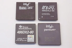 Lotto 4 CPU vintage 486DX2-66 486DX2-80 PENTIUM 133 MHz retrocomputer PC (i486) - Foto 1 di 9