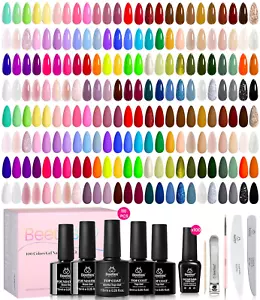 110 PCS Gel Nail Polish Set - 100 Colors Red, Brown, Green, Black with 5 Base/To - Picture 1 of 12