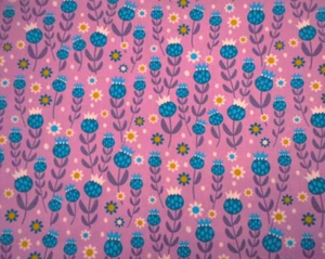 Quilt Fabric By Yard Turquoise White Green Floral on Lt Purple Premium Cotton #C - Picture 1 of 2