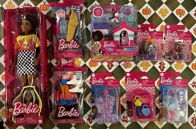 芭比娃娃、芭比娃娃和肯服装、宠物游戏套装、鞋子 - 全新 9 件套装! — 第 1/4 张图片