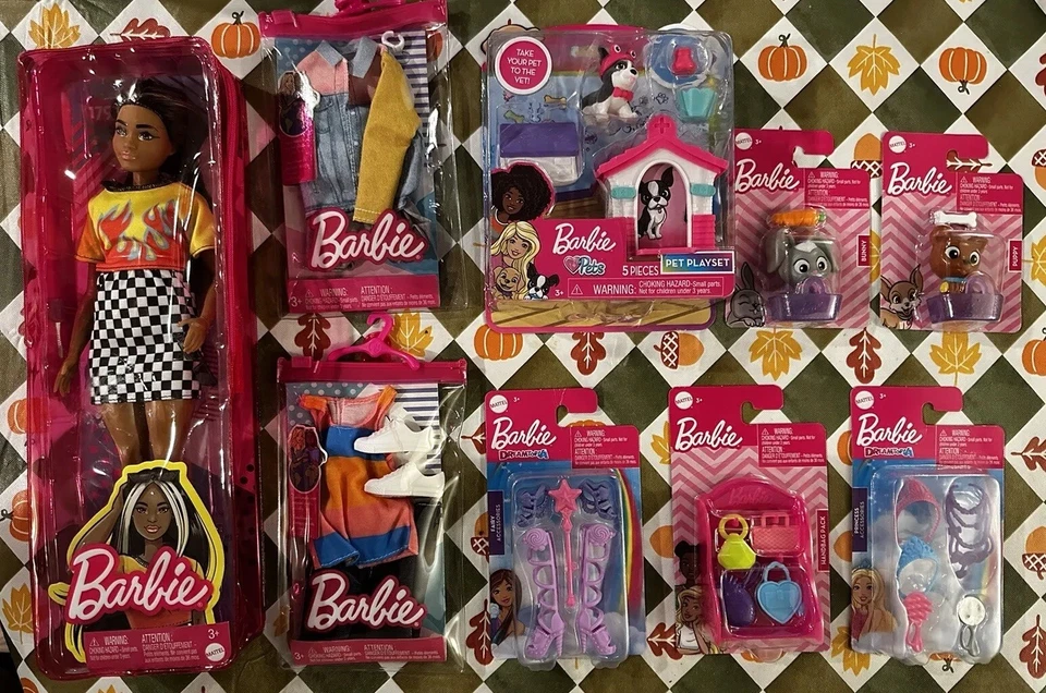 Barbie Doll , Barbie And Ken Outfits, Pet Play set, Shoes -New 9 Piece Lot! - Image 1 of 4