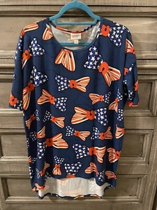 Lularoe Irma Top **Patriotic** American Flag Bows 4th of July - XS - Picture 1 of 2