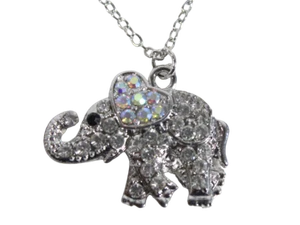 Alloy Metal Clear Crystal Animal Shape Cute Elephant Charm Necklaces - Picture 1 of 3