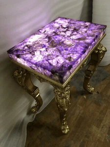 Amethyst Agate Coffee Console Table Slab, Agate Quartz End Table Cyber Monday   - Picture 1 of 3