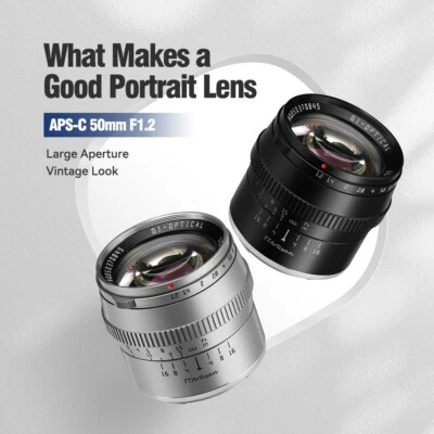 TTArtisan 50mm F1.2 APS-C MF Lens for E/X/EF-M/RF/Z/L/M43 M4/3 mount Cameras NEW - Image 1 of 4