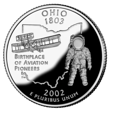 🇺🇸 US State Quarter coin 25 cents, Ohio, 2002 - Image 1 of 2